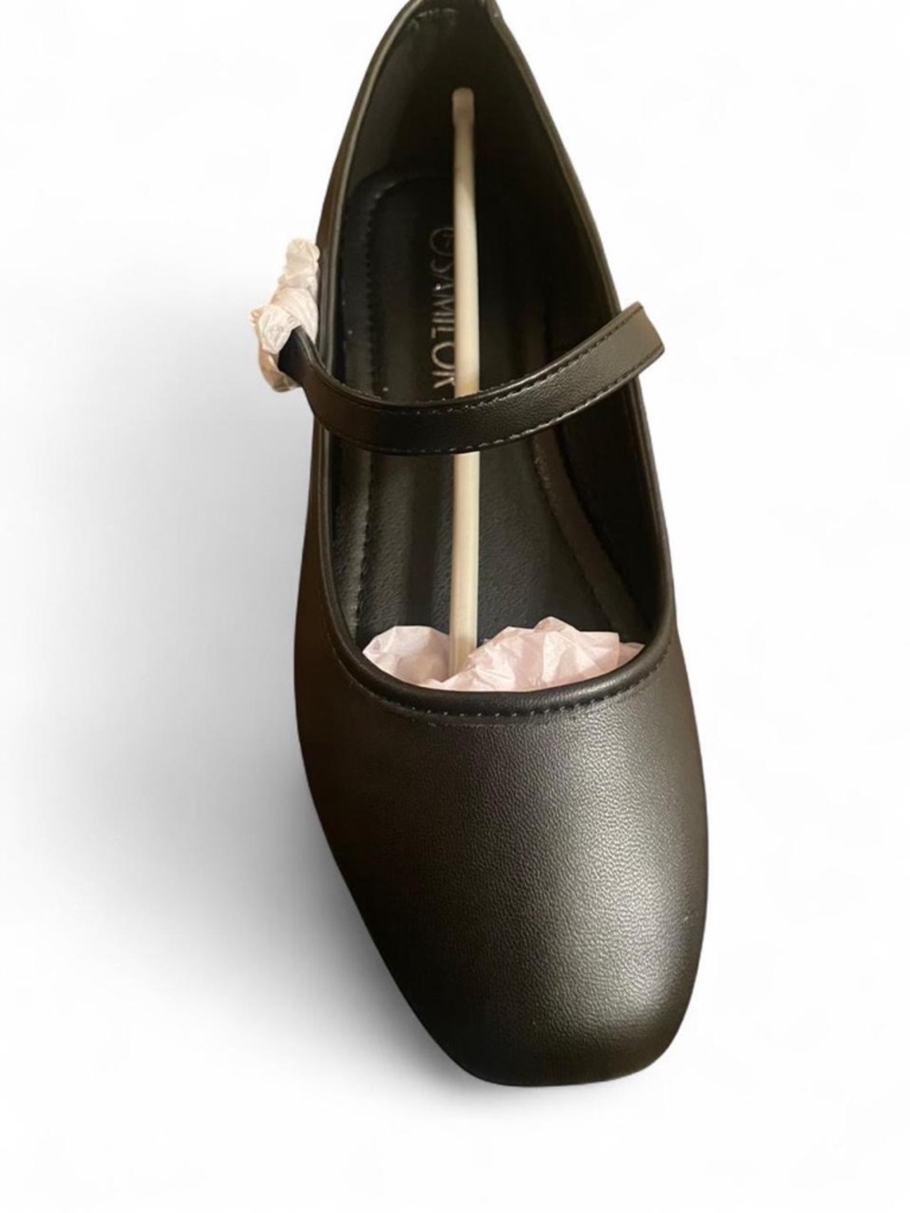 Women's Black Mary Jane Flat with Strap